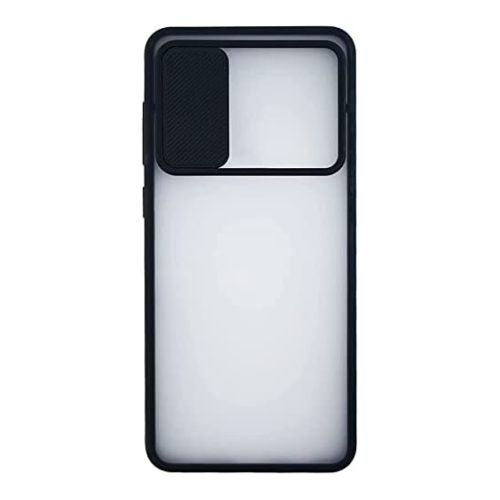 StraTG Clear and Black Case with Sliding Camera Protector for Oppo A83 - Stylish and Protective Smartphone Case