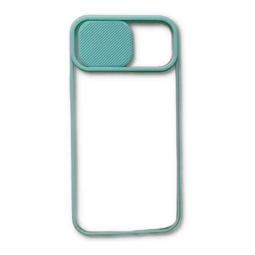 StraTG Clear and Turquoise Case with Sliding Camera Protector for Oppo A83 - Stylish and Protective Smartphone Case