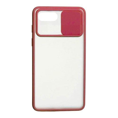StraTG Clear and Red Case with Sliding Camera Protector for Oppo A3s - Stylish and Protective Smartphone Case