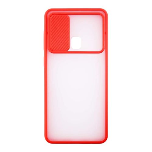 StraTG Clear and Red Case with Sliding Camera Protector for Oppo A31 - Stylish and Protective Smartphone Case