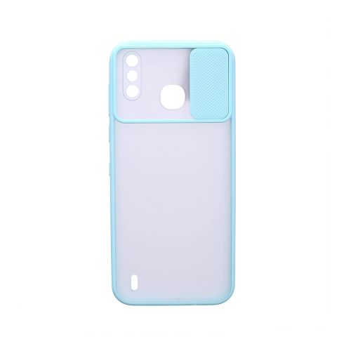 StraTG Clear and Turquoise Case with Sliding Camera Protector for Oppo A31 - Stylish and Protective Smartphone Case