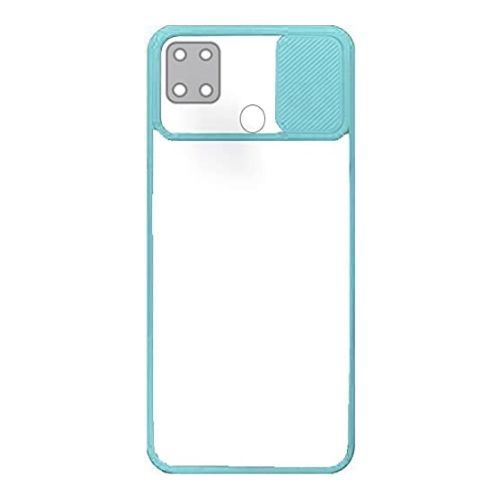 StraTG Clear and Turquoise Case with Sliding Camera Protector for Oppo A15 / A15s - Stylish and Protective Smartphone Case