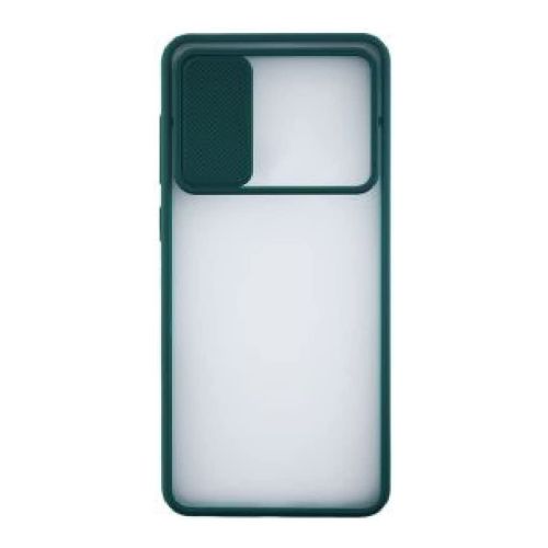 StraTG Clear and Dark Green Case with Sliding Camera Protector for Oppo A74 / A95 4G / F19 - Stylish and Protective Smartphone Case