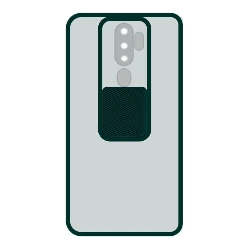 StraTG Clear and Dark Green Case with Sliding Camera Protector for Oppo A5 2020 / A9 2020 / A11 - Stylish and Protective Smartphone Case