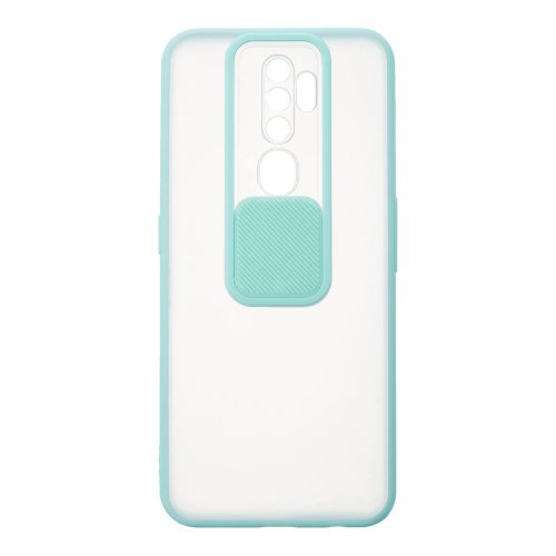 StraTG Clear and Turquoise Case with Sliding Camera Protector for Oppo A5 2020 / A9 2020 / A11 - Stylish and Protective Smartphone Case