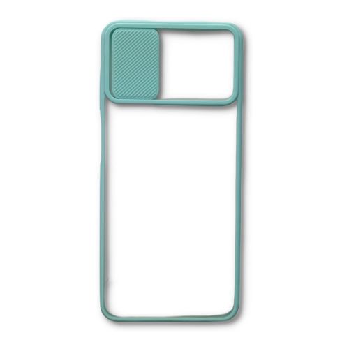 StraTG Clear and Turquoise Case with Sliding Camera Protector for Oppo A94 / F19 Pro / Reno 5f / Reno 5 Lite - Stylish and Protective Smartphone Case