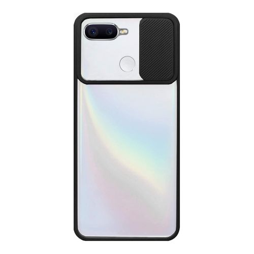 StraTG Clear and Black Case with Sliding Camera Protector for Oppo A12 / A5s / F9 / F9 Pro / Oppo A7x / Realme U1 / Realme 2 Pro - Stylish and Protective Smartphone Case