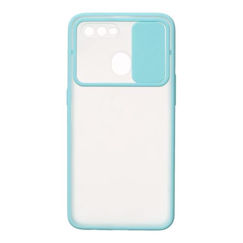 StraTG Clear and Turquoise Case with Sliding Camera Protector for Oppo A12 / A5s / F9 / F9 Pro / Oppo A7x / Realme U1 / Realme 2 Pro - Stylish and Protective Smartphone Case