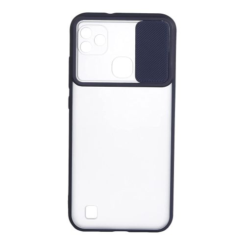 StraTG Clear and Dark Blue Case with Sliding Camera Protector for Infinix Smart HD 2021 X612b - Stylish and Protective Smartphone Case
