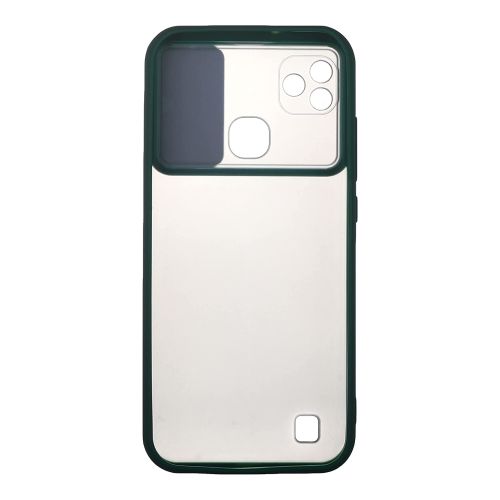 StraTG Clear and Dark Green Case with Sliding Camera Protector for Infinix Smart HD 2021 X612b - Stylish and Protective Smartphone Case