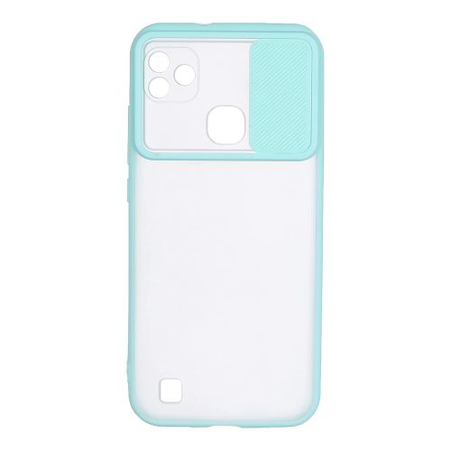 StraTG Clear and Turquoise Case with Sliding Camera Protector for Infinix Smart HD 2021 X612b - Stylish and Protective Smartphone Case