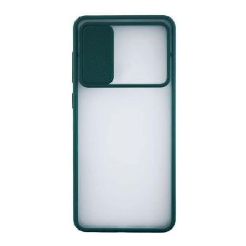 StraTG Clear and Dark Green Case with Sliding Camera Protector for Infinix Hot 8 X650 - Stylish and Protective Smartphone Case
