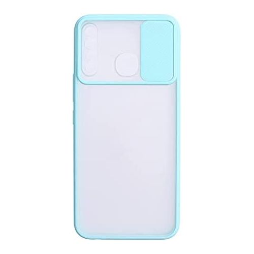StraTG Clear and Turquoise Case with Sliding Camera Protector for Infinix Hot 8 X650 - Stylish and Protective Smartphone Case