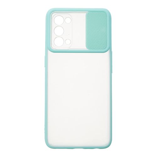 StraTG Clear and Turquoise Case with Sliding Camera Protector for Oppo Reno 5 4G / Reno 5 5G - Stylish and Protective Smartphone Case