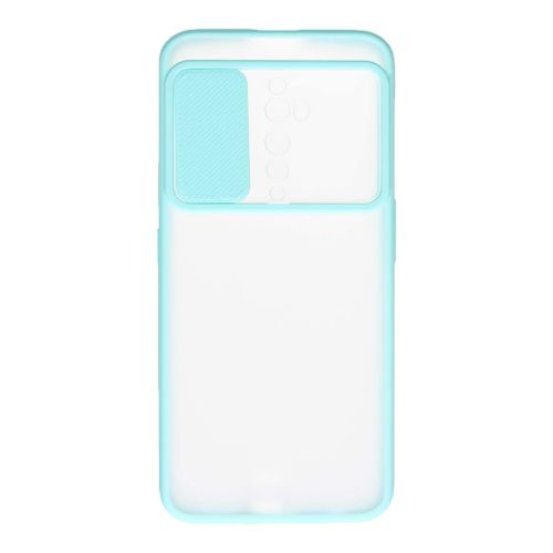 StraTG Clear and Turquoise Case with Sliding Camera Protector for Oppo Reno 2F / 2Z - Stylish and Protective Smartphone Case