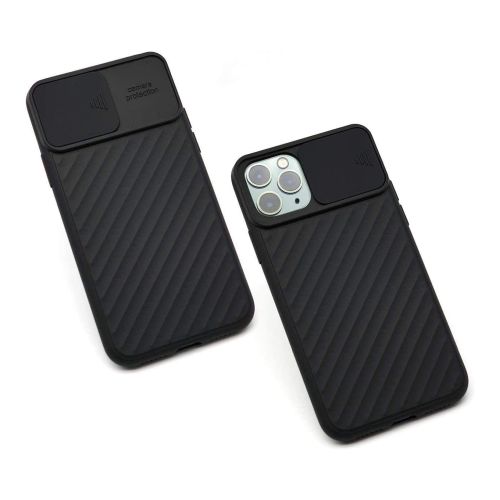 StraTG Black Case with Sliding Camera Protector for iPhone 12 Pro Max - Stylish and Protective Smartphone Case