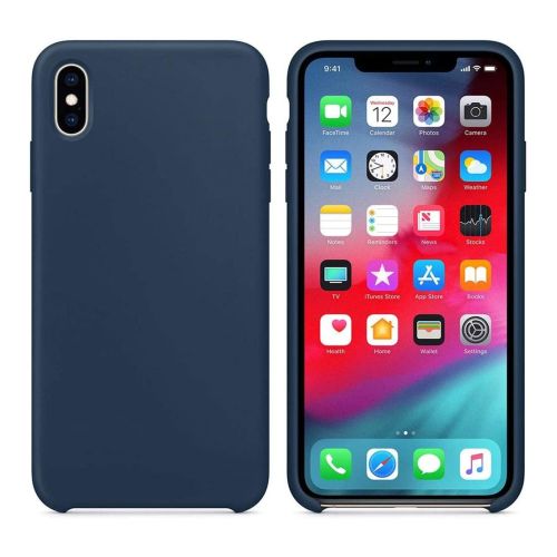 ستراتيجى جراب حماية سيليكون أزرق غامق للمحمول iPhone X / XS