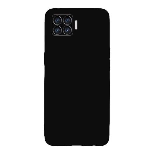 StraTG Black Silicon Cover for Oppo A93 / A73 / F17 / F17 Pro / Reno 4F / Reno 4 Lite - Slim and Protective Smartphone Case with Camera Protection