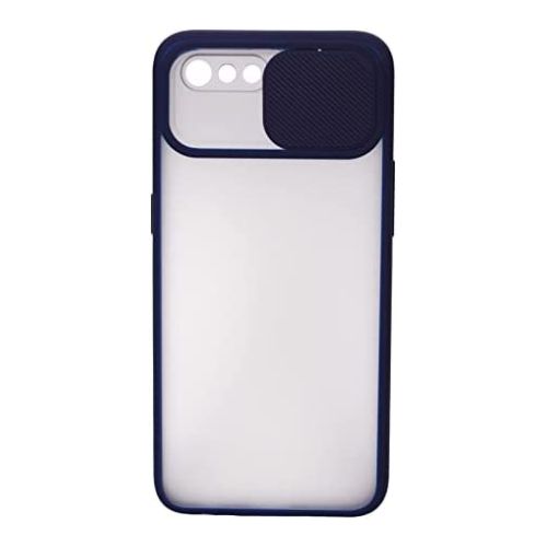 StraTG Clear and Dark Blue Case with Sliding Camera Protector for Realme C2 / C2s / Oppo A1k - Stylish and Protective Smartphone Case