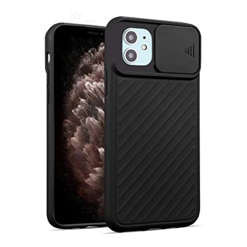 StraTG Black Case with Sliding Camera Protector for iPhone 12 Mini - Stylish and Protective Smartphone Case