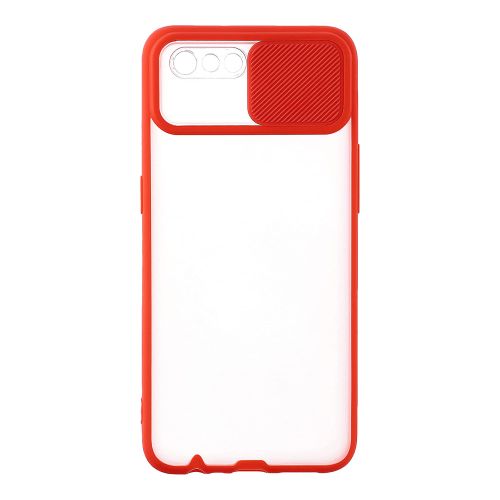 StraTG Clear and Red Case with Sliding Camera Protector for Realme C2 / C2s / Oppo A1k - Stylish and Protective Smartphone Case