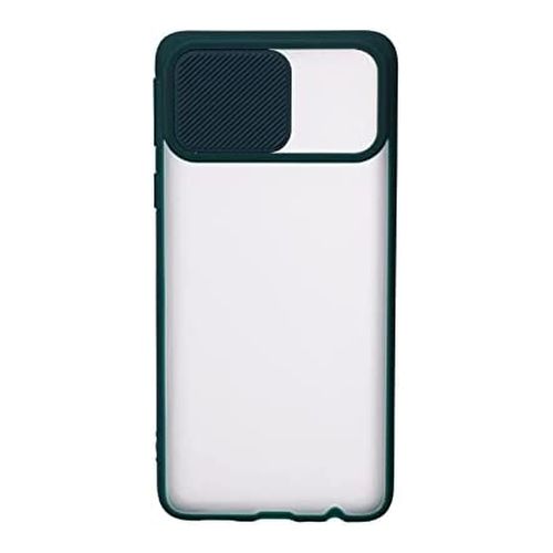 StraTG Clear and Dark Green Case with Sliding Camera Protector for Samsung A01 Core - Stylish and Protective Smartphone Case