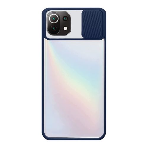 StraTG Clear and Dark Blue Case with Sliding Camera Protector for Xiaomi Mi 11 Lite - Stylish and Protective Smartphone Case