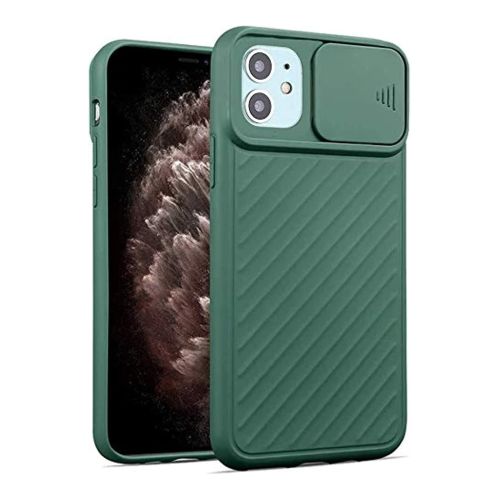 StraTG Dark Green Case with Sliding Camera Protector for iPhone 12 Mini - Stylish and Protective Smartphone Case