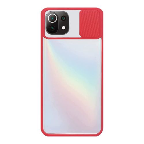 StraTG Clear and Red Case with Sliding Camera Protector for Xiaomi Mi 11 Lite - Stylish and Protective Smartphone Case