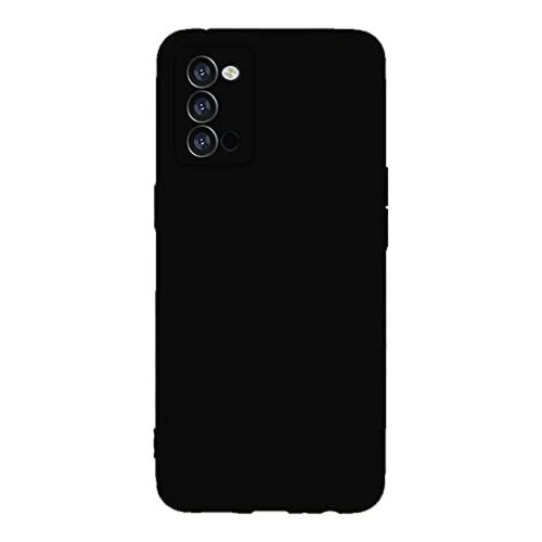 StraTG Black Silicon Cover for Oppo Reno 4 4G - Slim and Protective Smartphone Case with Camera Protection