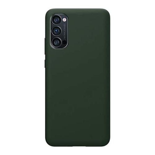 StraTG Dark Green Silicon Cover for Oppo Reno 4 4G - Slim and Protective Smartphone Case 