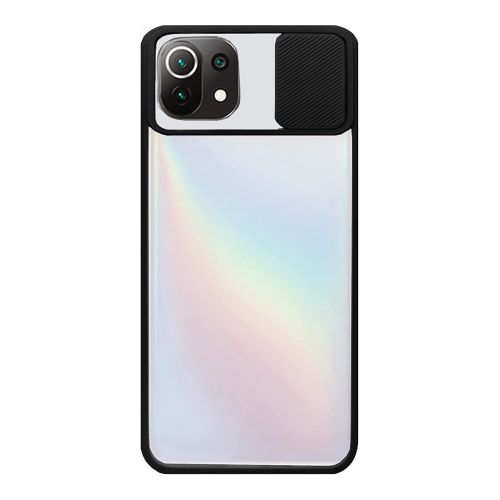 StraTG Clear and Black Case with Sliding Camera Protector for Xiaomi Mi 11 Lite - Stylish and Protective Smartphone Case