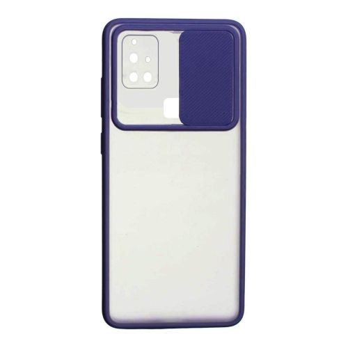 StraTG Clear and Blue Case with Sliding Camera Protector for Samsung A21S - Stylish and Protective Smartphone Case