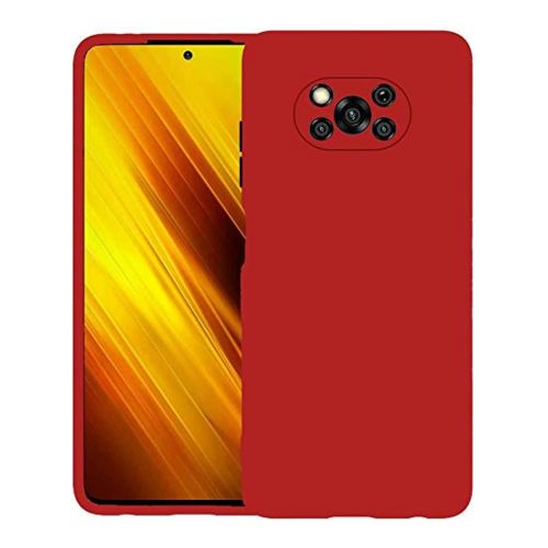 StraTG Red Silicon Cover for Xiaomi Poco X3 - Slim and Protective Smartphone Case with Camera Protection