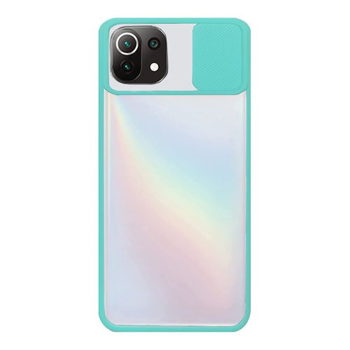 StraTG Clear and Turquoise Case with Sliding Camera Protector for Xiaomi Mi 11 Lite - Stylish and Protective Smartphone Case