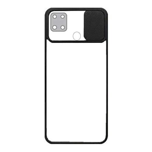 StraTG Clear and Black Case with Sliding Camera Protector for Oppo A15 / A15s - Stylish and Protective Smartphone Case