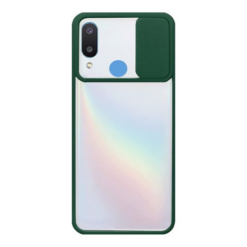 StraTG Clear and Dark Green Case with Sliding Camera Protector for Xiaomi Redmi Note 7 - Stylish and Protective Smartphone Case