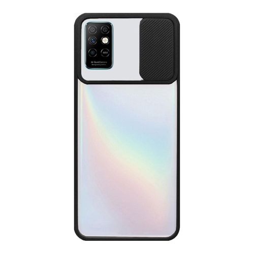 StraTG Clear and Black Case with Sliding Camera Protector for Samsung A02s - Stylish and Protective Smartphone Case