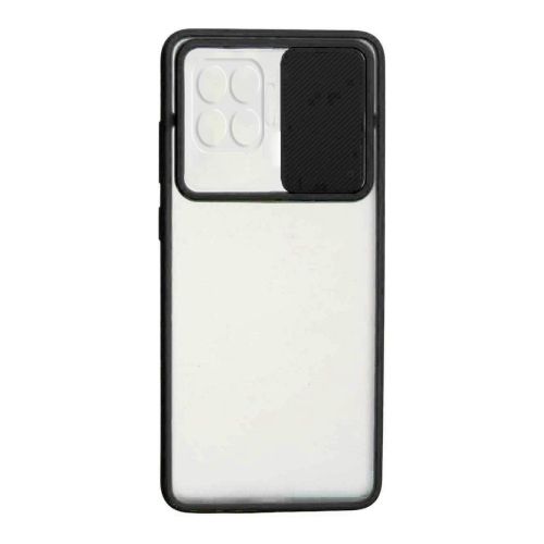StraTG Clear and Black Case with Sliding Camera Protector for Oppo A93 / A73 / F17 / F17 Pro / Reno 4F / Reno 4 Lite - Stylish and Protective Smartphone Case