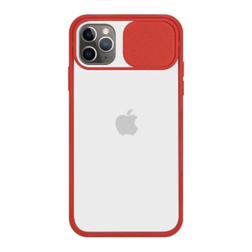 StraTG Clear and Red Case with Sliding Camera Protector for iPhone 12 Pro Max - Stylish and Protective Smartphone Case