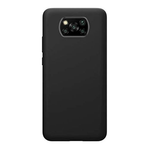 StraTG Black Silicon Cover for Xiaomi Poco X3 - Slim and Protective Smartphone Case 