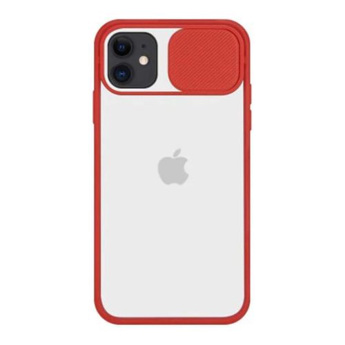 StraTG Clear and Red Case with Sliding Camera Protector for iPhone 11 - Stylish and Protective Smartphone Case