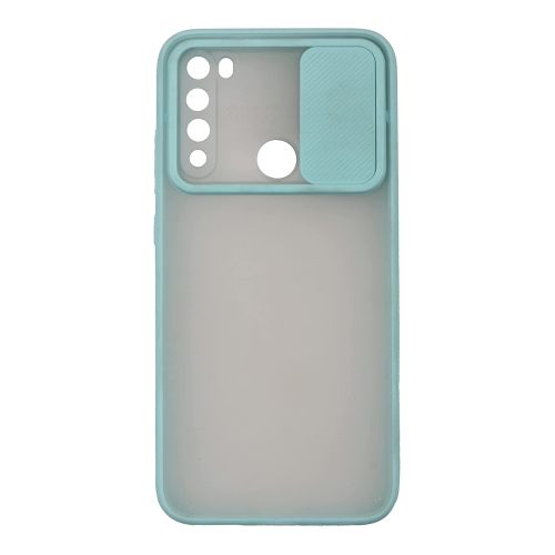 StraTG Clear and Turquoise Case with Sliding Camera Protector for Xiaomi Redmi Note 8 (2019 / 2021) - Stylish and Protective Smartphone Case