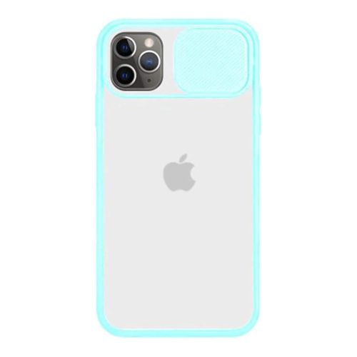 StraTG Clear and Turquoise Case with Sliding Camera Protector for iPhone 11 Pro Max - Stylish and Protective Smartphone Case