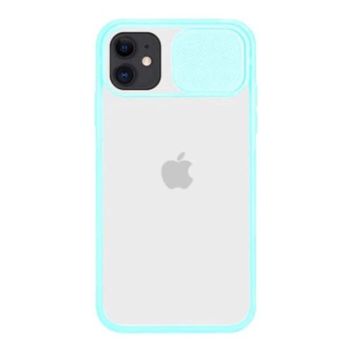 StraTG Clear and Turquoise Case with Sliding Camera Protector for iPhone 11 - Stylish and Protective Smartphone Case