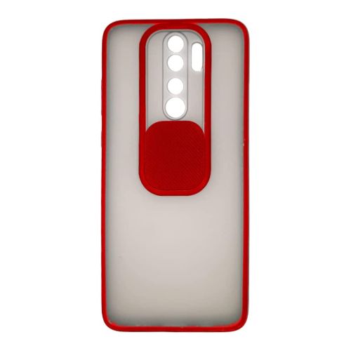 StraTG Clear and Red Case with Sliding Camera Protector for Xiaomi Redmi Note 8 Pro - Stylish and Protective Smartphone Case