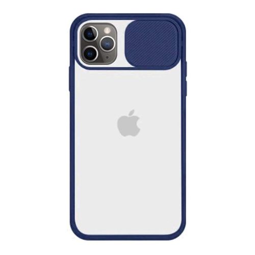 StraTG Clear and dark Blue Case with Sliding Camera Protector for iPhone 12 Pro Max - Stylish and Protective Smartphone Case
