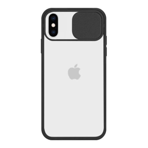 StraTG Clear and Black Case with Sliding Camera Protector for iPhone X / XS - Stylish and Protective Smartphone Case