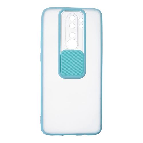 StraTG Clear and Turquoise Case with Sliding Camera Protector for Xiaomi Redmi Note 8 Pro - Stylish and Protective Smartphone Case