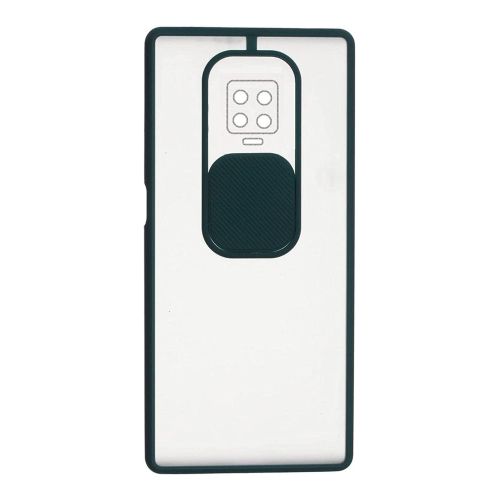 StraTG Clear and Dark Green Case with Sliding Camera Protector for Xiaomi Redmi Note 9s / Note 9 Pro Max / Note 9 Pro - Stylish and Protective Smartphone Case